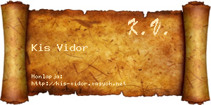 Kis Vidor névjegykártya